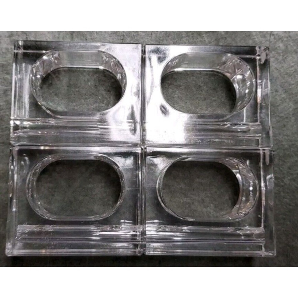 Vtg‎ Lillian Vernon Napkin Rings Holders Bud Vases Clear Lucite Modern Set of 4